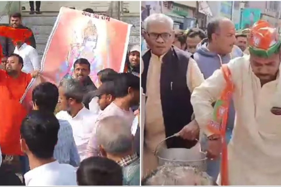 Politics: Opposition to Rahul Gandhi's visit! BJP workers washed the road with Ganga water, Ram devotees waved saffron flag