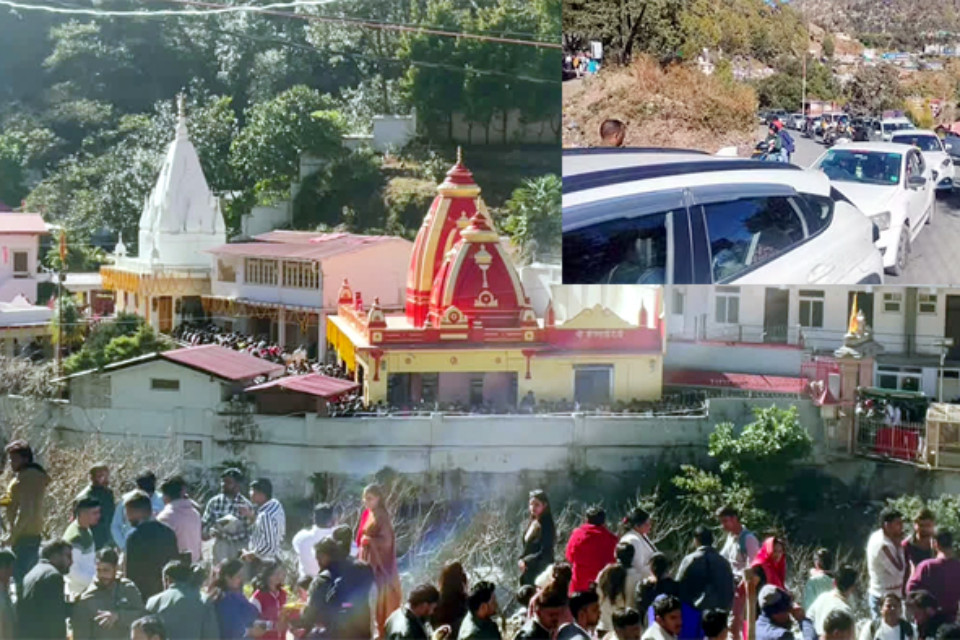 Nainital: Flood of faith gathered in Baba's court on New Year! There was a huge traffic jam from Kainchidham to Bhawali, even the shuttle service did not work.