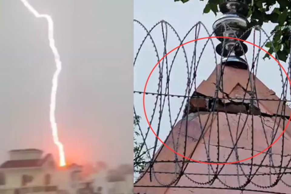 Uttarakhand: Lightning strikes Shiva temple! The peak is damaged, video goes viral