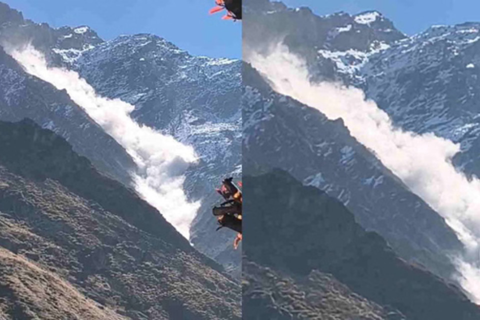 Uttarakhand: A glacier has broken off from Mount Kubera above the Kanchan Ganga near Badrinath! Images have surfaced.
