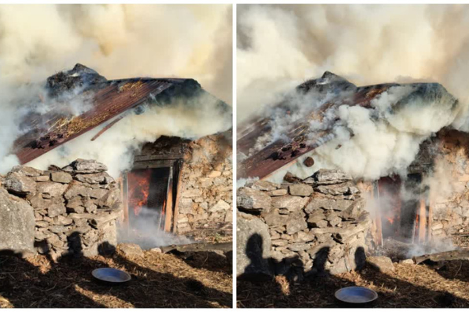 Uttarakhand: Fire ravages Silla village in Uttarkashi! Cowshed completely burned to ashes, six cattle burned to death.