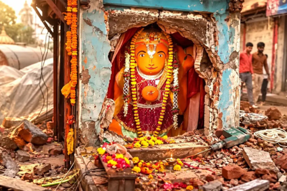 उज्जैन: मशीनें हार गईं, क्रेनें जवाब दे गईं...! चार दिन में चार बार हटाने की कोशिश, फिर भी अपनी जगह अडिग खड़े रहे हनुमानजी! 8 फीट की प्रतिमा के सामने प्रशासन बेबस, अब पुरातत्व विभाग करेगा जांच